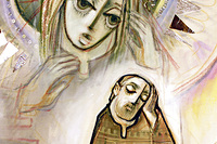 „Josef, Sohn Davids, fürchte dich nicht“. Detail aus dem größten Fastentuch der Welt von Sepp Jahn und Edith Hirsch, Dominikanerinnenkloster Kirchberg am Wechsel (NÖ).  
