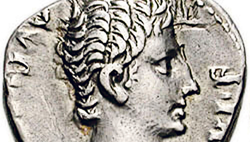 Römischer Denar mit dem Abbild von Kaiser Augustus. / CC, Classical Numismatic Group Römischer Denar mit dem Abbild von Kaiser Augustus.