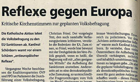 Vor 25 Jahren kritisierten Kirchenvertreter die „Drohgebärden“ gegenüber der EU.  