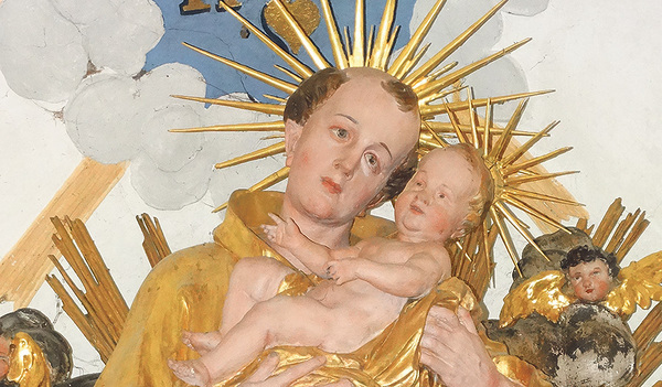 Hl. Antonius von Padua mit dem Jesuskind, Meinrad Guggenbichler-Werkstatt, um 1707 (?), Astätt, Filialkirche   