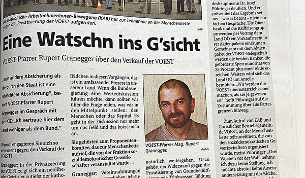 Pfarrer Granegger kritisierte den „neoliberalen Geist“ der voestalpine-Privatisierung.   
