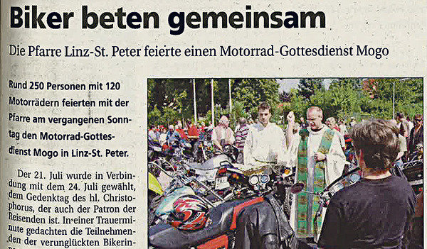 250 Biker/innen beteten gemeinsam in der Pfarre Linz-St. Peter.   