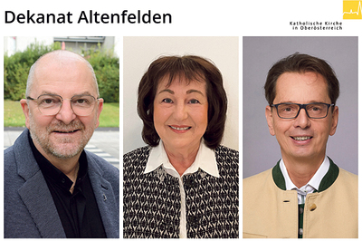 Dekanat Altenfelden: Pfarrer Rupert Granegger, Pastoralvorständin Veronika Pernsteiner, Verwaltungsvorstand Ferdinand Schöllhammer (von links).