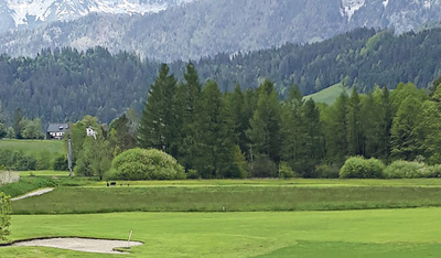 Vor einhundert Jahren gab es im Garstnertal noch mehrere Moore. Nach Trockenlegungen und Torfabbau ist nur mehr das Edlbacher Moor (Bildmitte) in der Nähe des Golfplatzes und Badesees übrig geblieben. Es steht heute unter Naturschutz. 