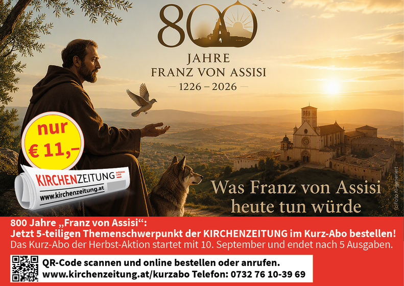 Plakat im Querformat für die Herbstaktion 2026 mit Franz von Assisi