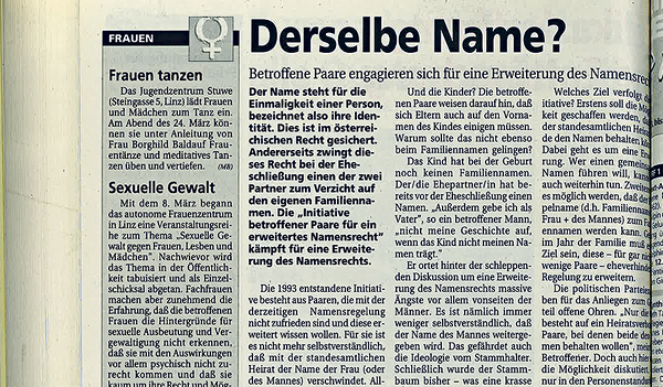 Vor 30 Jahren Thema: das Namensrecht 