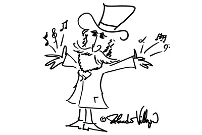 Verdi und Villazón. Rolando Villazón ist Sänger, Regisseur, Schriftsteller und zeichnet gerne, hier: Giuseppe Verdi.  