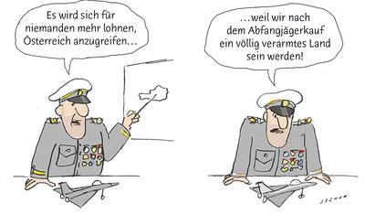 Karikatur, die den Eurofigher-Skandal zum Thema hatte 
