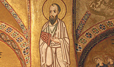 Der Apostel Paulus: Mosaik im Vorraum der Hauptkirche des Klosters Osios Loukas