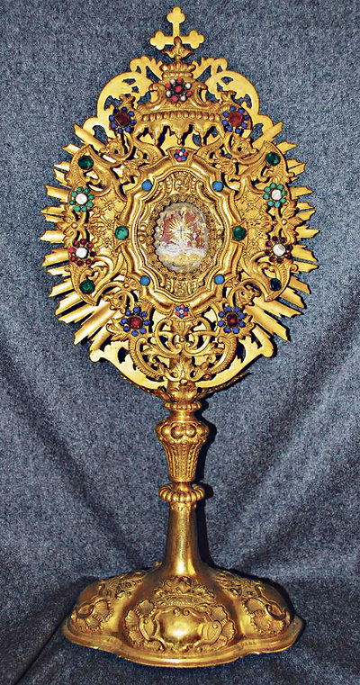 Reliquienmonstranz mit Kreuzpartikel aus Uttendorf-Helpfau aus dem Jahr 1744 