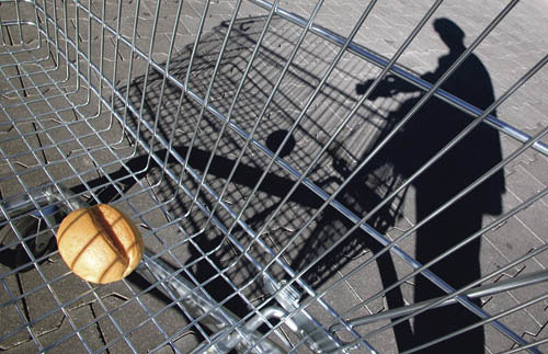 Semmel im Einkaufswagen - bun in the shopping cart