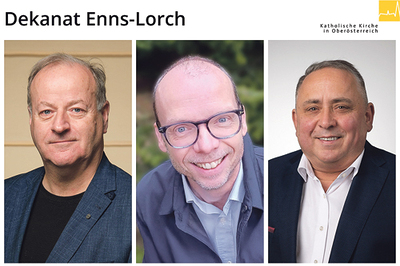 Dekanat Enns-Lorch: Pfarrer Werner Grad, Pastoralvorstand Harald Prinz, Verwaltungsvorstand Andreas Haslinger (von links).