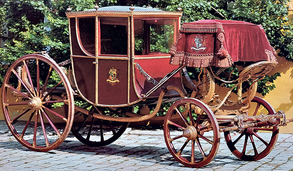 Bischöflicher Galawagen (Halbberline), Italien (?), um 1780, Großraming, Kutschenmuseum Gruber,  Leihgabe der Diözese Linz.   