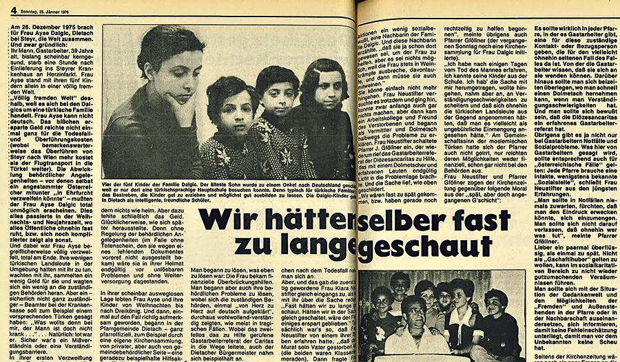 Thema vor 50 Jahren: Eine pfarrliche Hilfsaktion für eine türkische Gastarbeiterfamilie. 