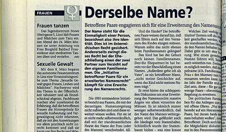 Vor 30 Jahren Thema: das Namensrecht 