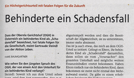 Thema vor 20 Jahren: Die Sprengkraft eines OGH-Urteils.   
