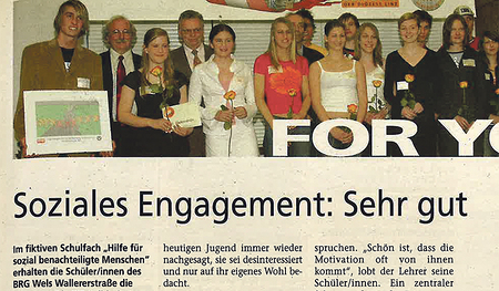 Vor 20 Jahren: soziales Engagement einer Schule im Mittelpunkt. 