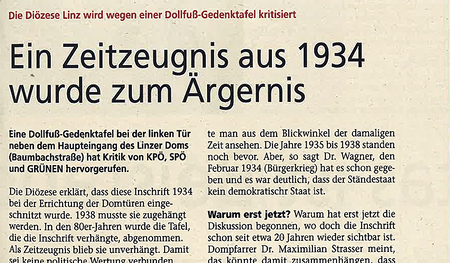 Vor 20 Jahren: Kritik am Dollfuß-Gedenken.  