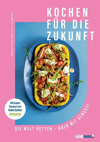 Winfried Heinze, Estella Schweizer: Kochen für die Zukunft, Rezepte für eine klimabewusste Ernährung, Südwest Verlag, München 2023, 224 Seiten, € 25,–