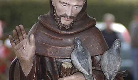Pfarre Linz-St. Peter, Tiersegnung, Pfarrer Mag. Franz Zeiger, Tiere, Hunde, Katzen, Segnung, Weihe, Messe, Menschen, Hl. Franz von Assisi, Statue, TaubeFranz Maria GlaserEinfaltstra?e 7, A-4020 LinzBLZ 49460 Spardabank LinzKontonummer 00-378.4