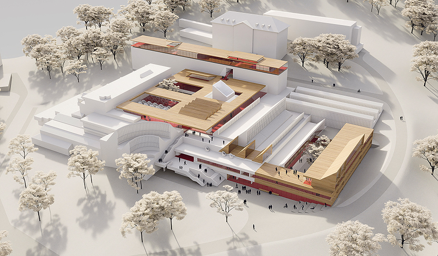 Der Campus soll durch Erweiterung der Pädagogischen Hochschule der Diözese am Linzer Freinberg entstehen. Im Bild das Siegerprojekt von Architekt Thomas Pucher.   