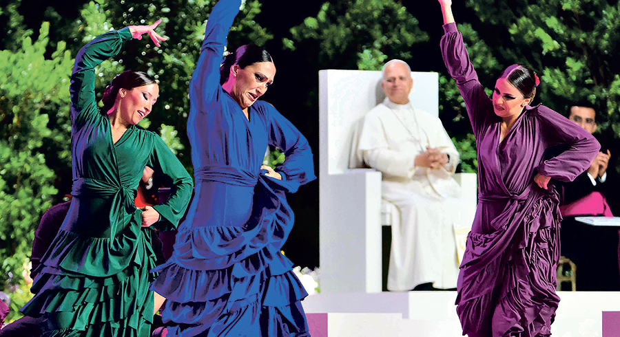 Ein Flamenco für den Papst. / APA-Images / AFP / STEFANO RELLANDINI Ein Flamenco für den Papst.