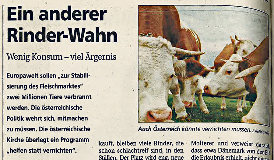 Thema vor 25 Jahren: Die BSE-Krise.  