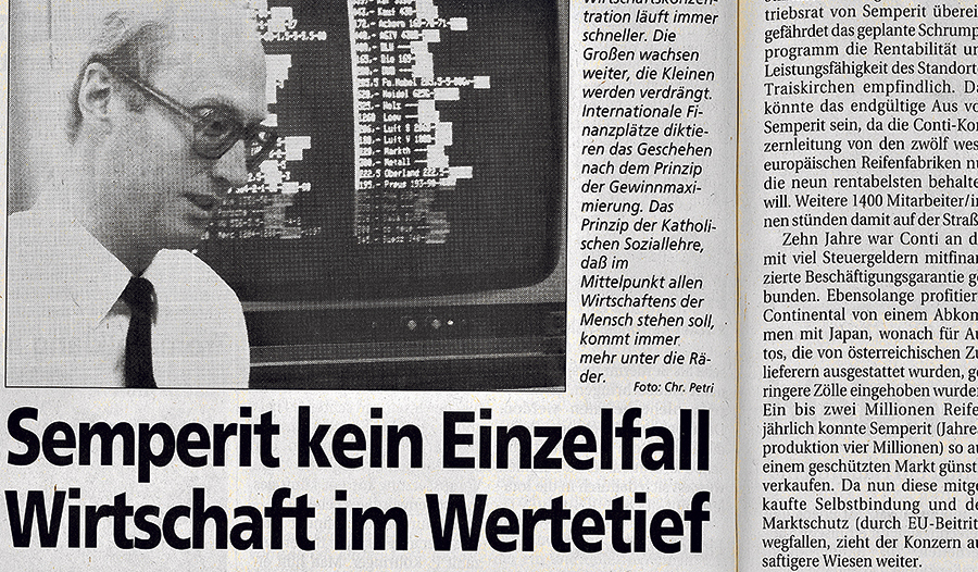 Thema vor 30 Jahren: Das Ende des Traditionsbetriebs Semperit. 