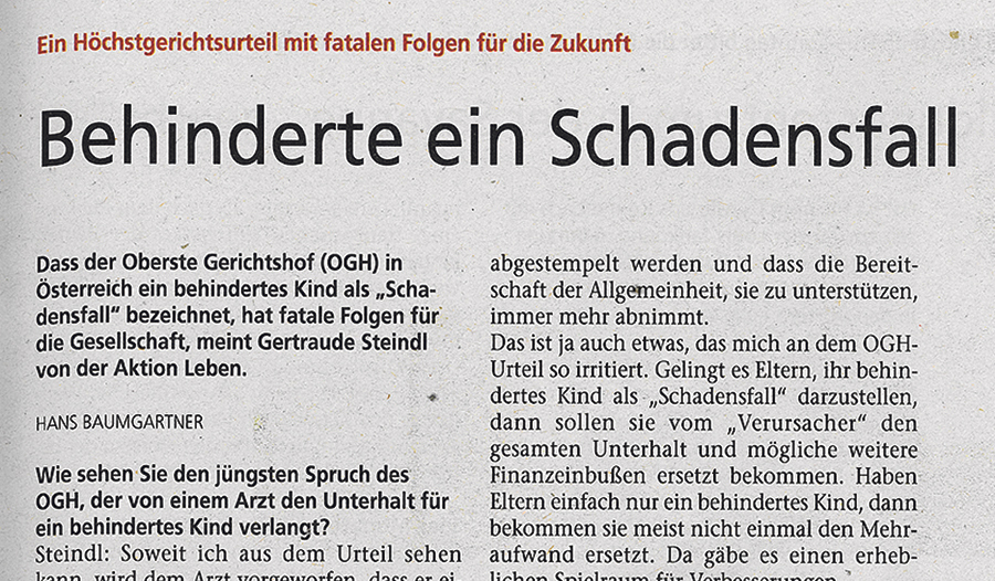 Thema vor 20 Jahren: Die Sprengkraft eines OGH-Urteils.   