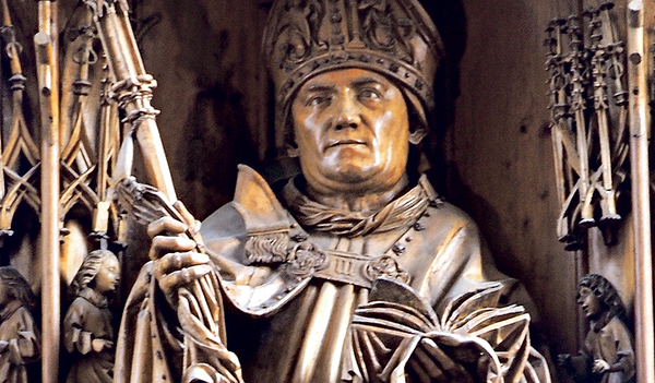 Detail der Wolfgangstatue des Kefermarkter Flügelaltars.   
