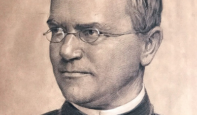 Ein Porträt von Gregor Mendel, gezeichnet nach seinem Tod 1884.