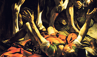 Die Bekehrung des Apostels Paulus auf dem Weg nach Damaskus; von Michelangelo Merisi, genannt Caravaggio.