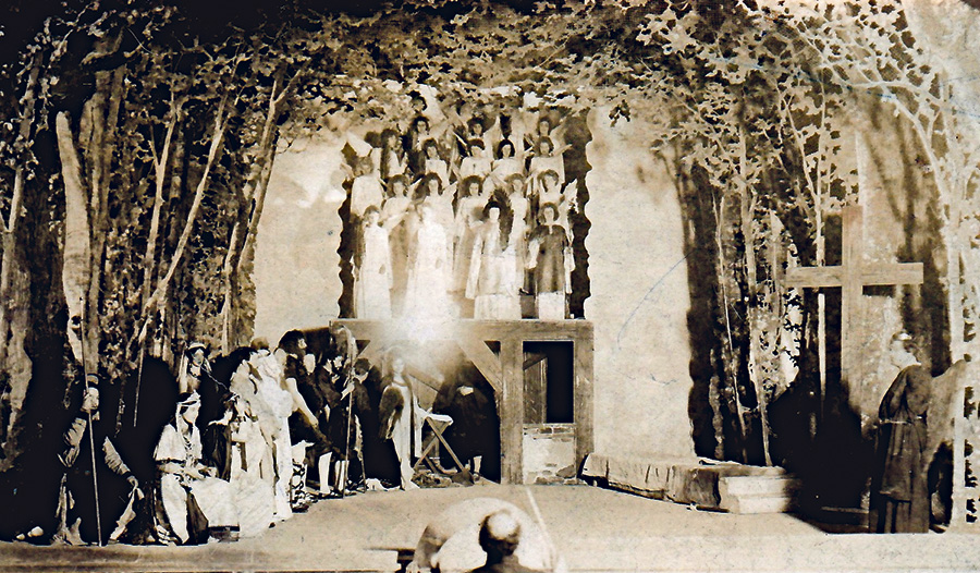 Szenenbild aus dem Immaculata-Singspiel 1905, das die Aufmerksamkeit des Bischofs brachte. 