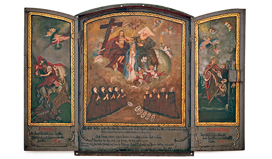Grabtafel des  Johann Georg Zeitlinger, 1795 (1963 stark übermalt). 
